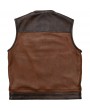 Kutte Biker Veste Sans Manche Biker Marron