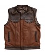 Gilet Moto Cuir Marron Zolki SOA