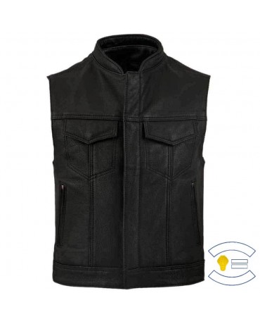 Gilet Moto Cuir Zolki Veste Biker Protection