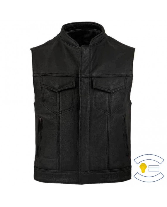 Gilet Moto Cuir Zolki Veste Biker Protection