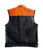 Veste Cuir Moto Biker Orange Zolki