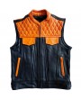 Gilet Cuir Orange Biker Homme Zolki