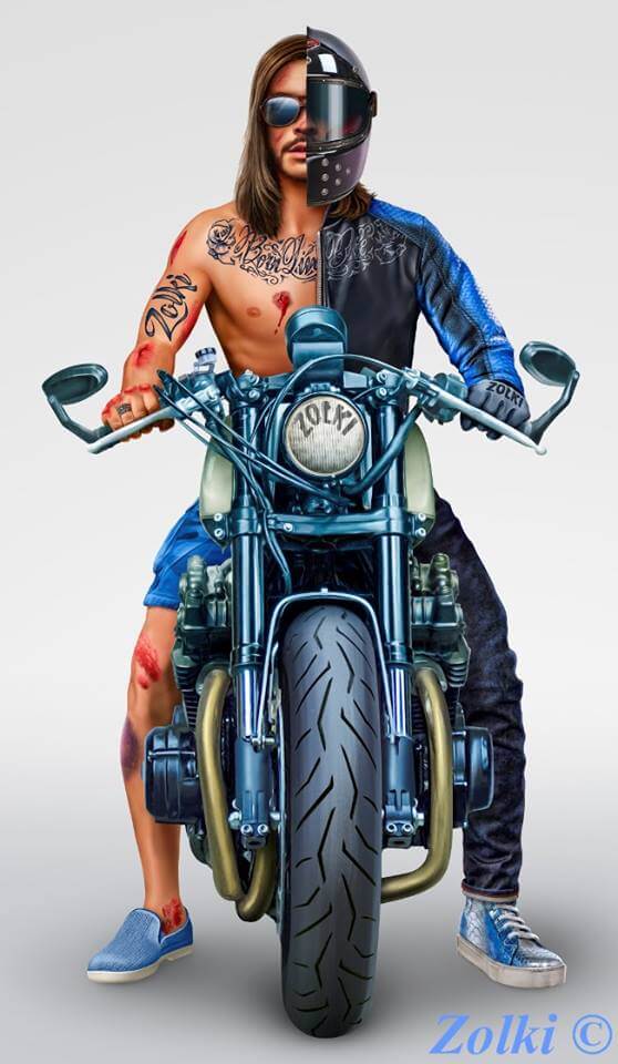 L'homme à La Moto Avec Des Gants Est Un Vêtement De Protection Important  Pour La Moto